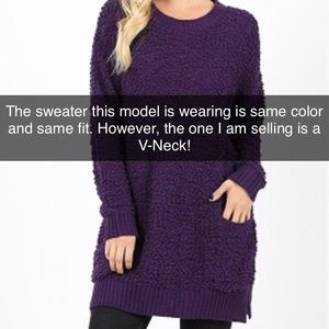 V-Neck Popcorn Sweater with pockets NEVER WORN